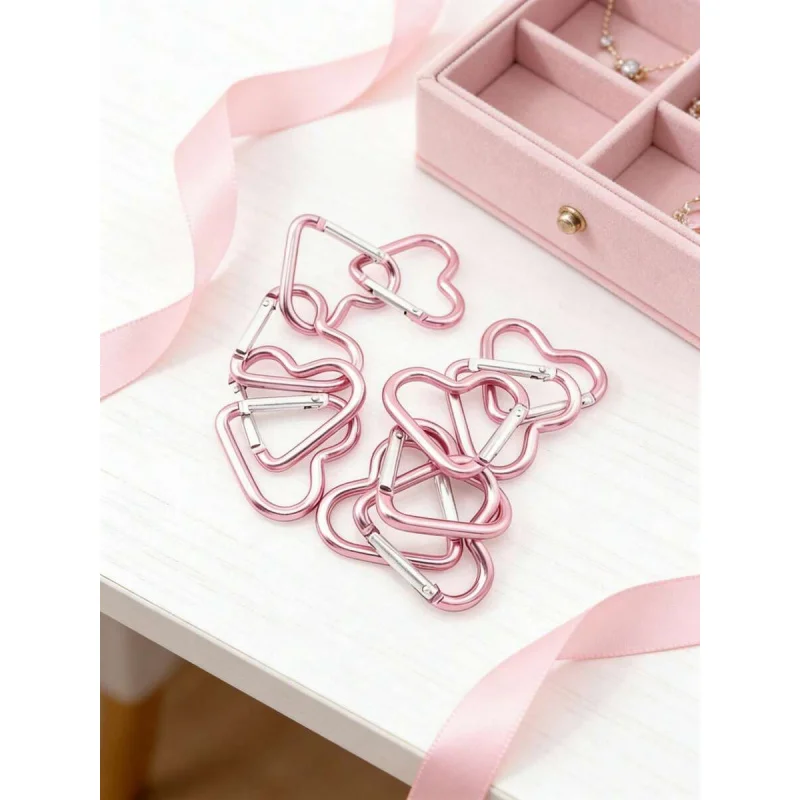 5pcs Heart-Shaped Spring Hook, Aluminum Alloy Carabiners For Men And Women, Use For Outdoor Climbing, image 4