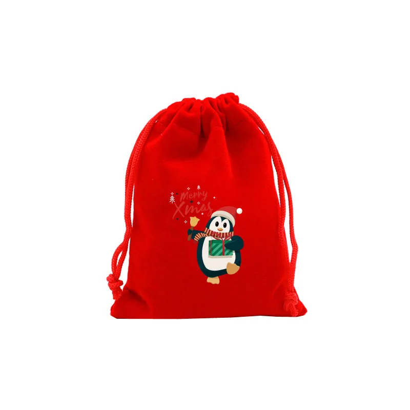 5 PCS Christmas Velvet  Drawstring Pocket Candy Gift Storage Bag Pouch Drawstring Christmas Window Jewelry Drawstring Gift Bag