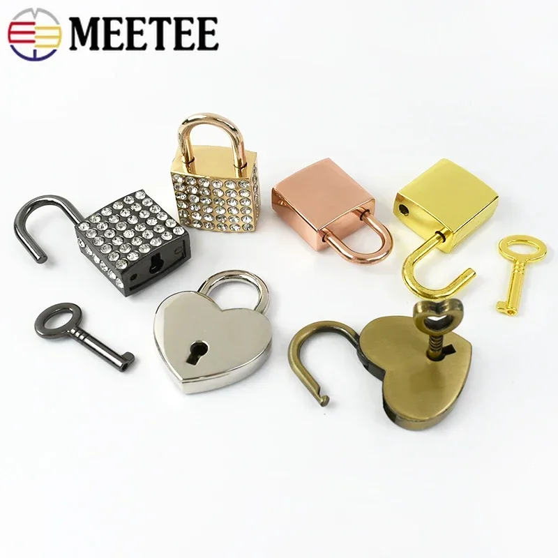 1/2/3Pcs Meetee Bag Padlock Clasp Woman Handbag Key Lock Hang Padlocks Buckle Twist Turn Mortise Latch Clasps Hardware Accessory