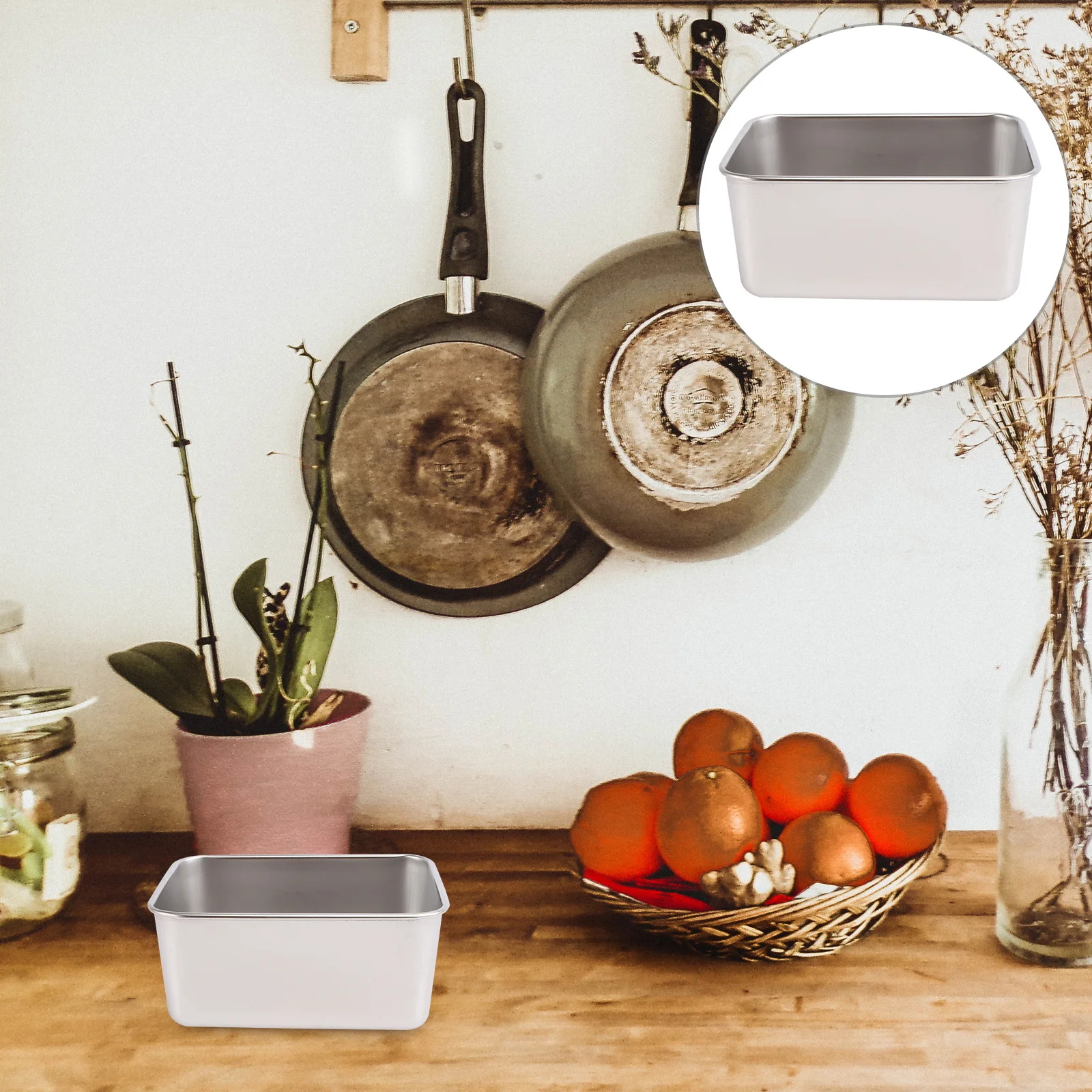 

2Pcs Stainless Steel Food Storage Box Heavy Duty Square Container for Baking Bread Cake Kitchen Cooking Household Use Silver