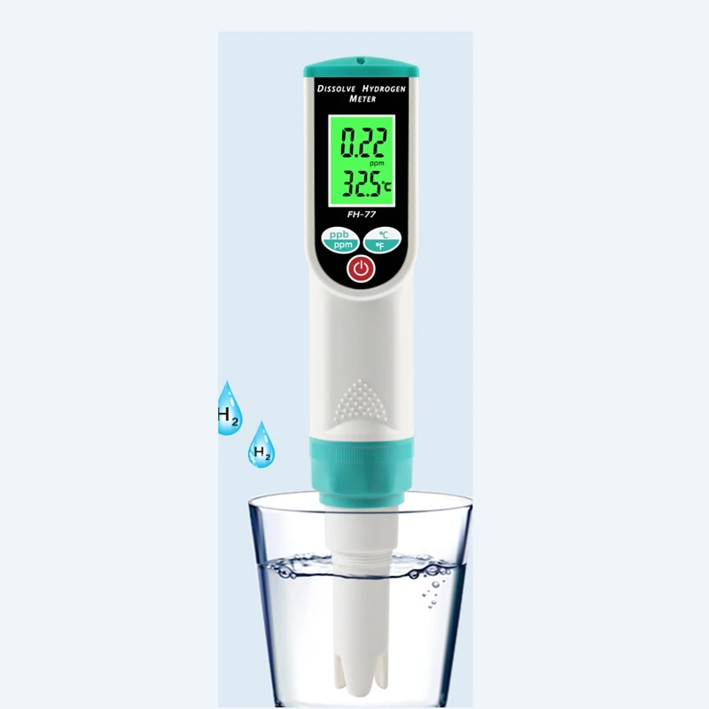 Digital Dissolve Hydrogen Meter ATC Hydrogen Ion 0-1999 Ppb/0-1.99 Ppm for Drinking Water Quality Food H2 Level Monitor Backlit