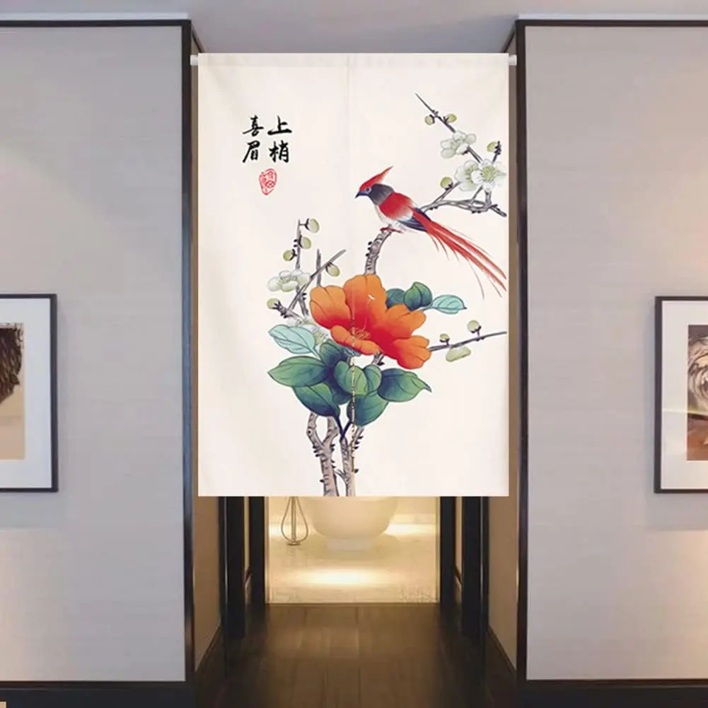 Elegant Bird and Flower Noren Curtain,Traditional Chinese 