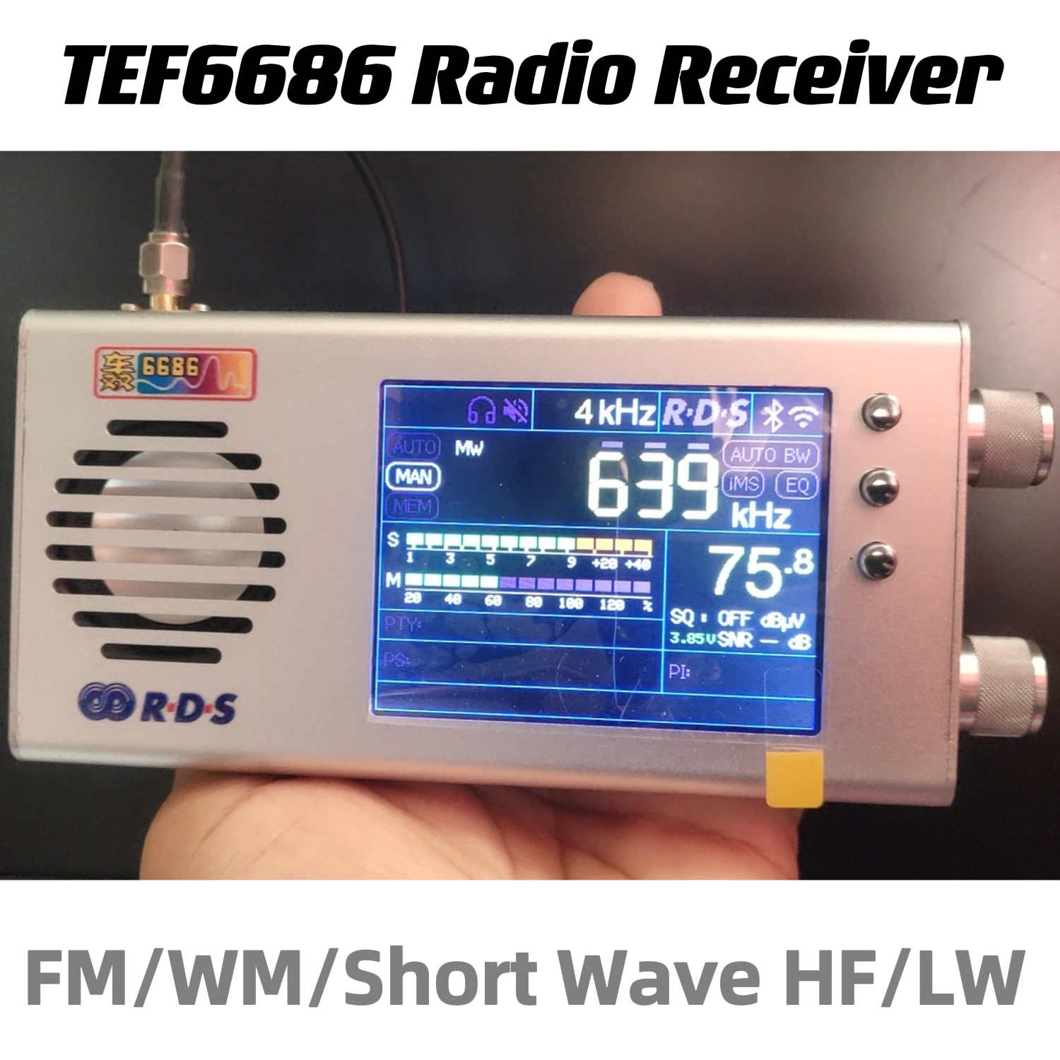 Second-generation 3.2-inch TEF6686 full-band radio dual-speaker stereo medium-wave shortwave FM radio