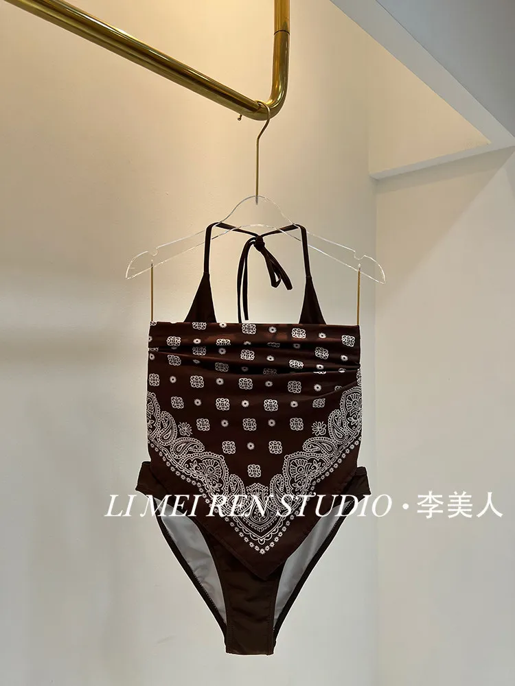 New Hanging neck, suspender, scarf, strapless bikini, swimsuit, women's three piece set