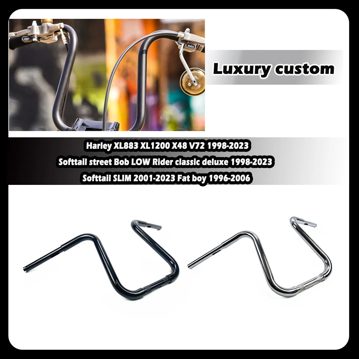 

ZDQ Premium Gourd handlebars 1-1/4 to 1 inch For Harley XL883 XL1200 X48 V72 classic deluxe Fat boy LOW Rider street Bob