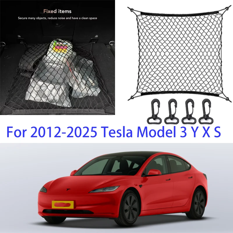 

For 2012-2025 Tesla Model 3 Y X S Nylon Car Rear Cargo Net Trunk Storage Organizer Net