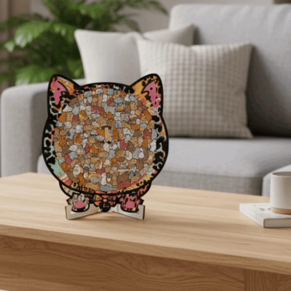 Головоломка с изображением кота, нестандартная головоломка, милый котенок, головоломка с животными, деревянная головоломка в форме кошки, деревянная сборка «сделай сам»