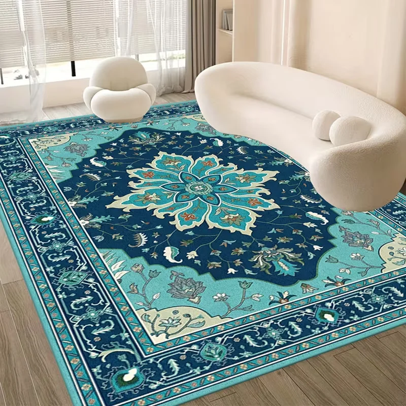 Vintage Persian Floral Area Rug Oriental Ornate Flower Print Soft Floor Mat Traditional Bohemian Carpet For Living Room Bedroom