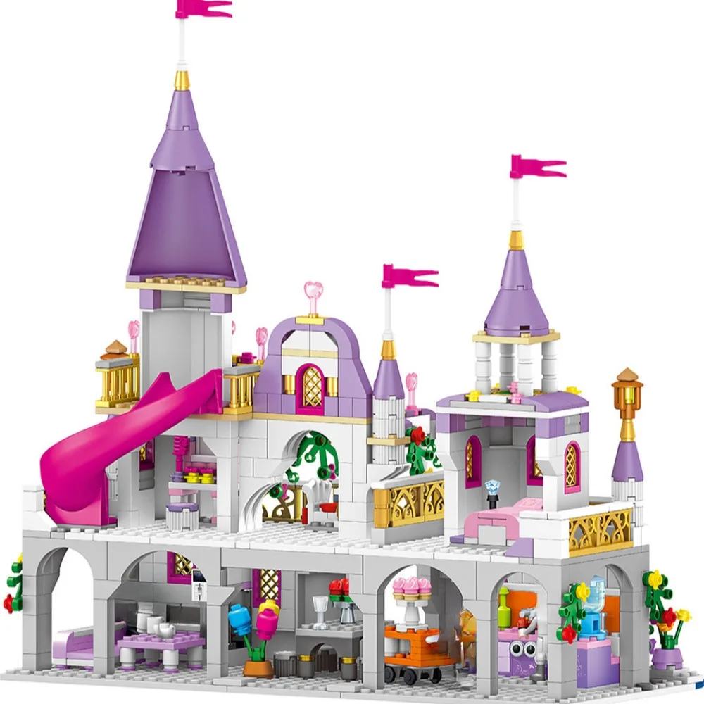Blocs de construction château de glace princesse ville de rêve pour filles, Kit de construction d'assemblage, jouets pour anniversaire garçons filles enfants