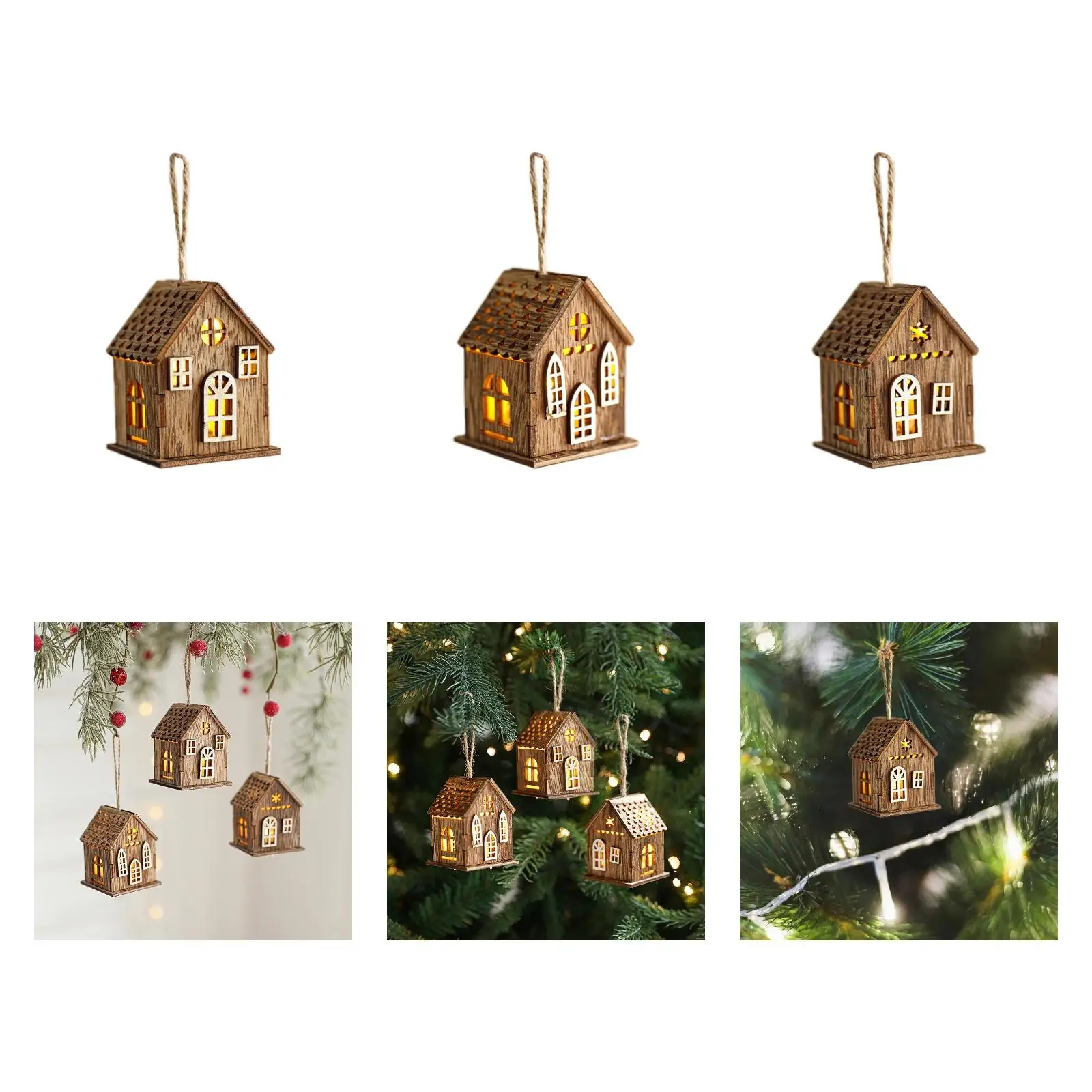 

Lighted Christmas Village Cabin LED Christmas Light Up Decorations Ornament Christmas Village Figurines for Decoration Crafts