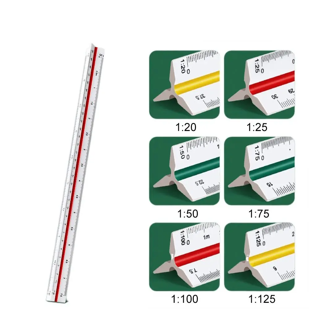 Multifunction 30cm Triangular Scale Ruler Technical Drawing Drawing Ruler Measuring Architect Ruler Office