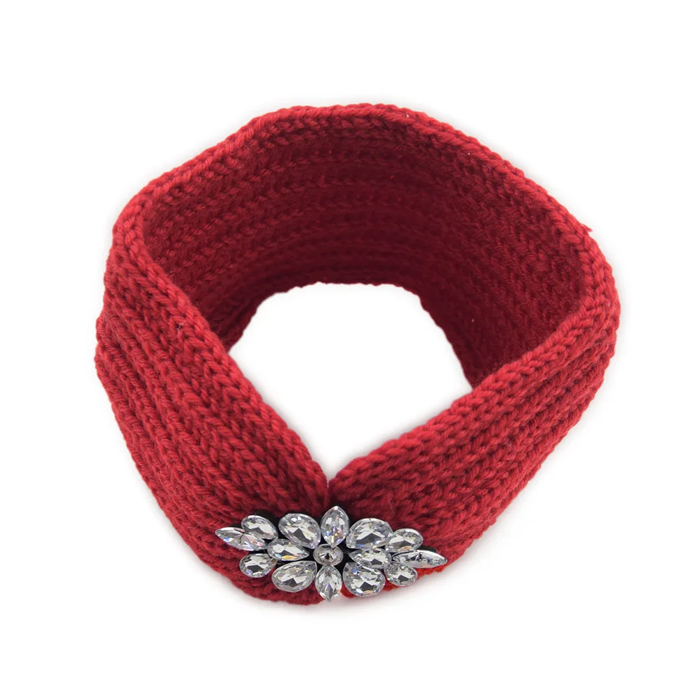 Diamant-Stirnband, elastisch, Ohrwärmer, gestrickt, Kreuz-Headwrap, Turban, breite Krempe, Kopfbedeckung für Frauen und Mädchen, Wintermode, Haar-Accessoires – Detail 4