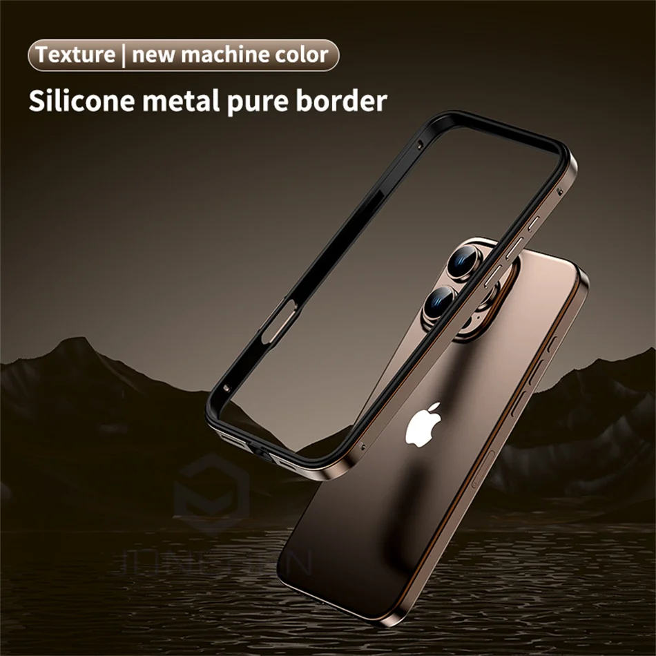 Aluminum Metal Bumper For iPhone 12 13 14 Plus 15 16 Pro Max Luxury Light Titanium Frame Case Siliicone Shockproof Acccessories