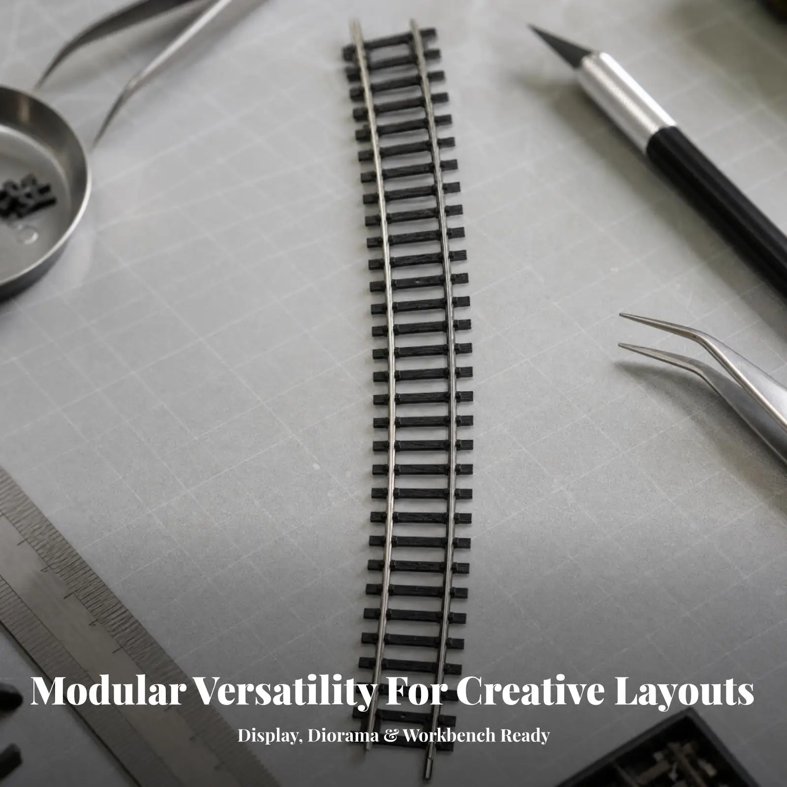 Stable HO-Scale Track Section | Detailed Sleeper Construction, Easy-to-Integrate Design, Model Train Track with Metal Rails, for