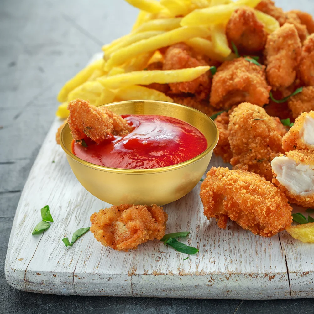 

Stainless Steel Sauce Dishes Small Round Bowls Soy Seasoning Cups Prep Mixing Dipping Plates Deep Design Family Restaurant