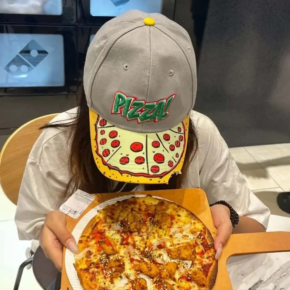 

Adjustable Donut Embroidery Baseball Cap Sunscreen Hip-hop Letter Embroidery Flat Brim Hat Cotton Pizza Street Style Peaked Cap