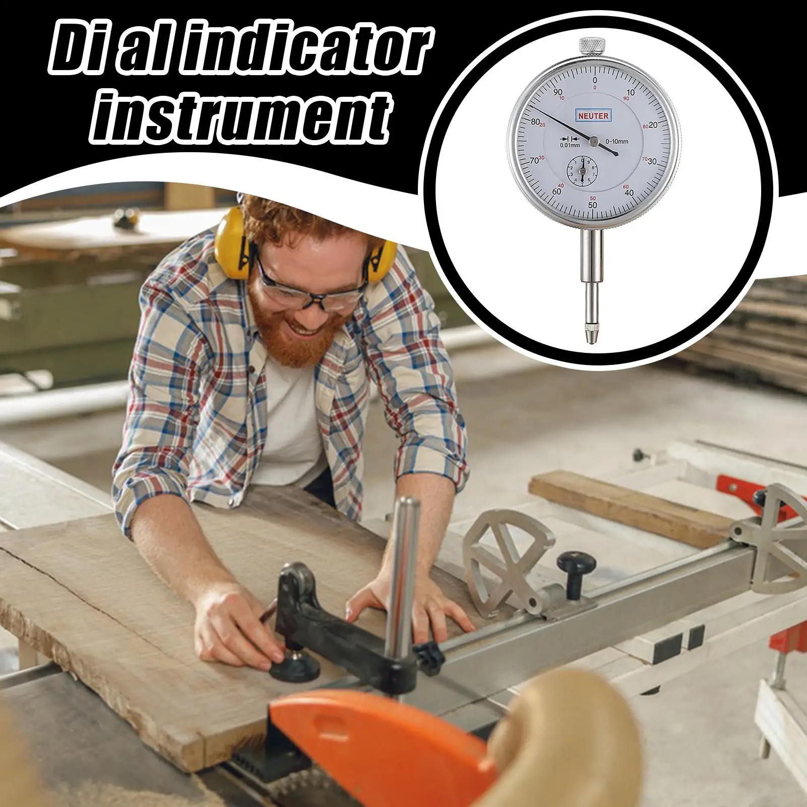 

Instrument Indicator Table Saw Alignment Gauge 0-10mm Tester With Aluminum Alloy Housing 0.01 MM Precision For Printer