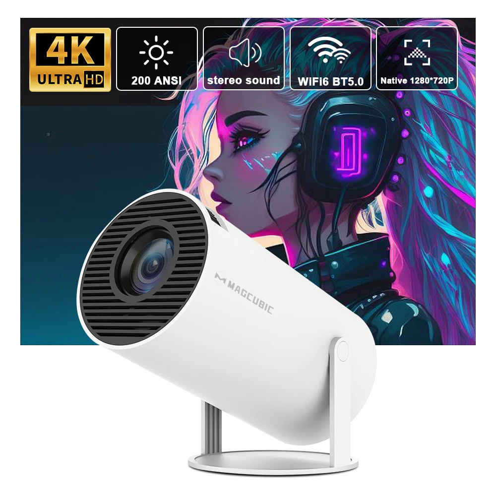 Transpeed Android 11 4K Projector WiFi6 HY300 Allwinner h713 200ANSI  BT5.0 1280*720P Dual wifi Home Theater Outdoor portable