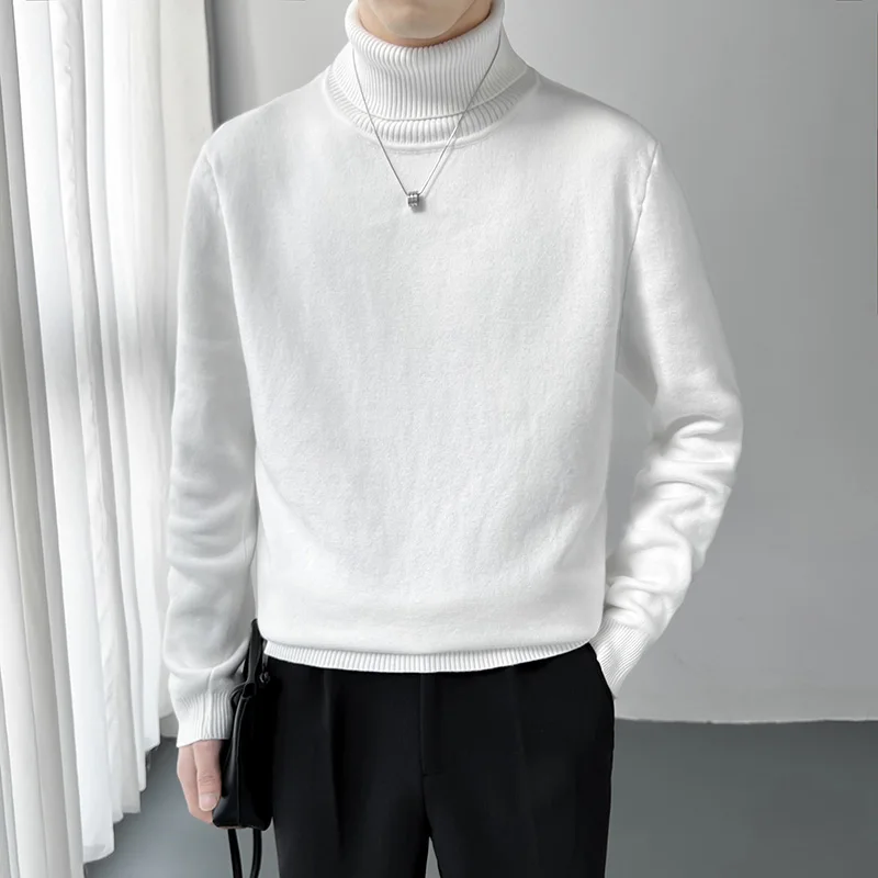 Man Turtleneck Sweater Solid Turtleneck Men\'s Winter Sweater Black High Neck Sweater For Men High Collar Blouse Clothing 2024