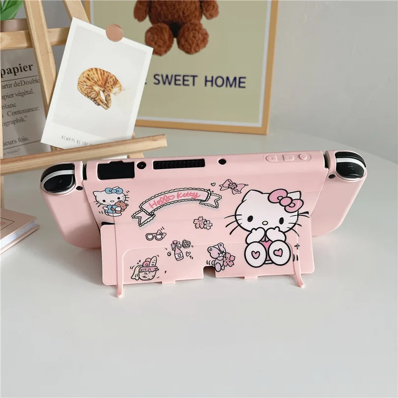 MINISO Hello Kitty Charging Dock Station Cover Protective Shell for Nintendo Switch Oled NS Console Crystal Protector Skin