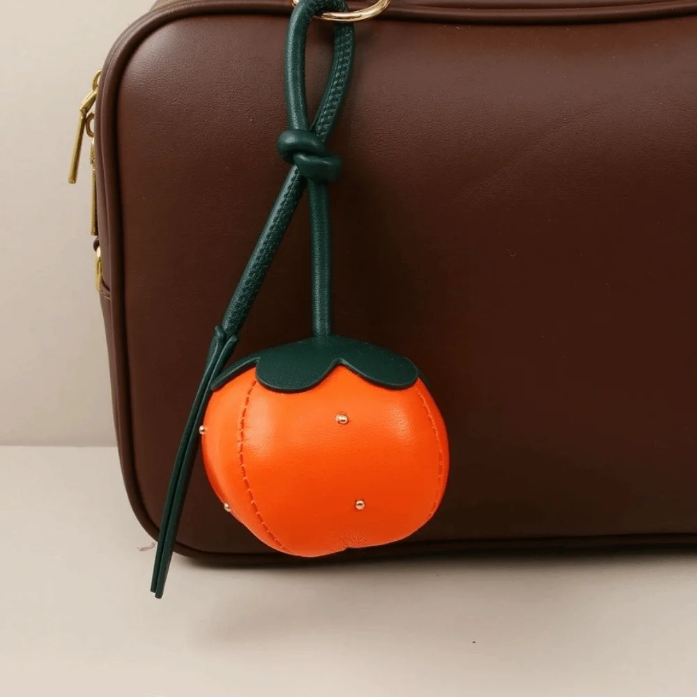 

Exquisite Leather Persimmons Bag Charm Fruit Shape Elegant Fashionable Bag Pendant Grapes All-Match Hanging Decoration Keychain