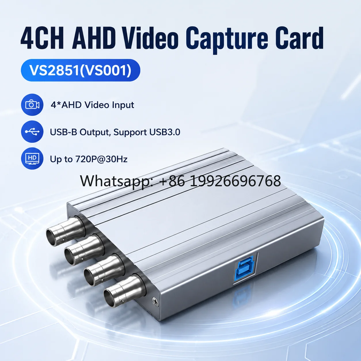 4CH AHD USB3.0 Video Capture Card 720P30 MJPEG MP4 Live Stream Driver Free for Laptop Analog CCTV Camera Recording