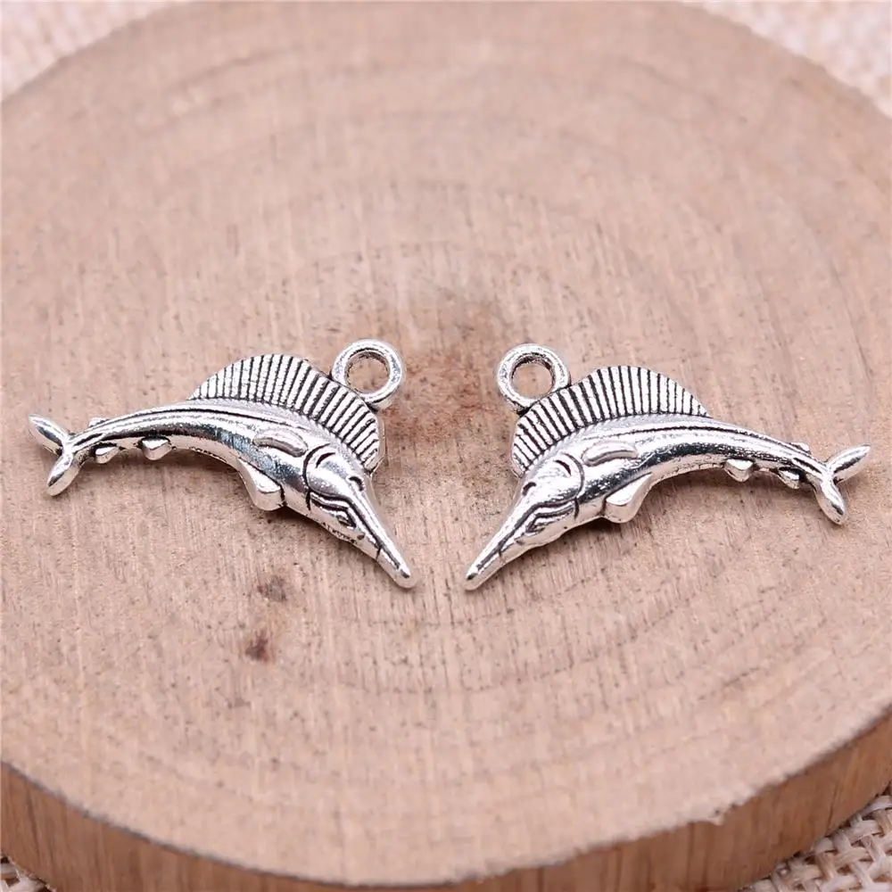 20pcs Charms 20x13mm Swordfish Charms Antique Silver Color Pendant For DIY Jewelry Making DIY Jewelry Findings