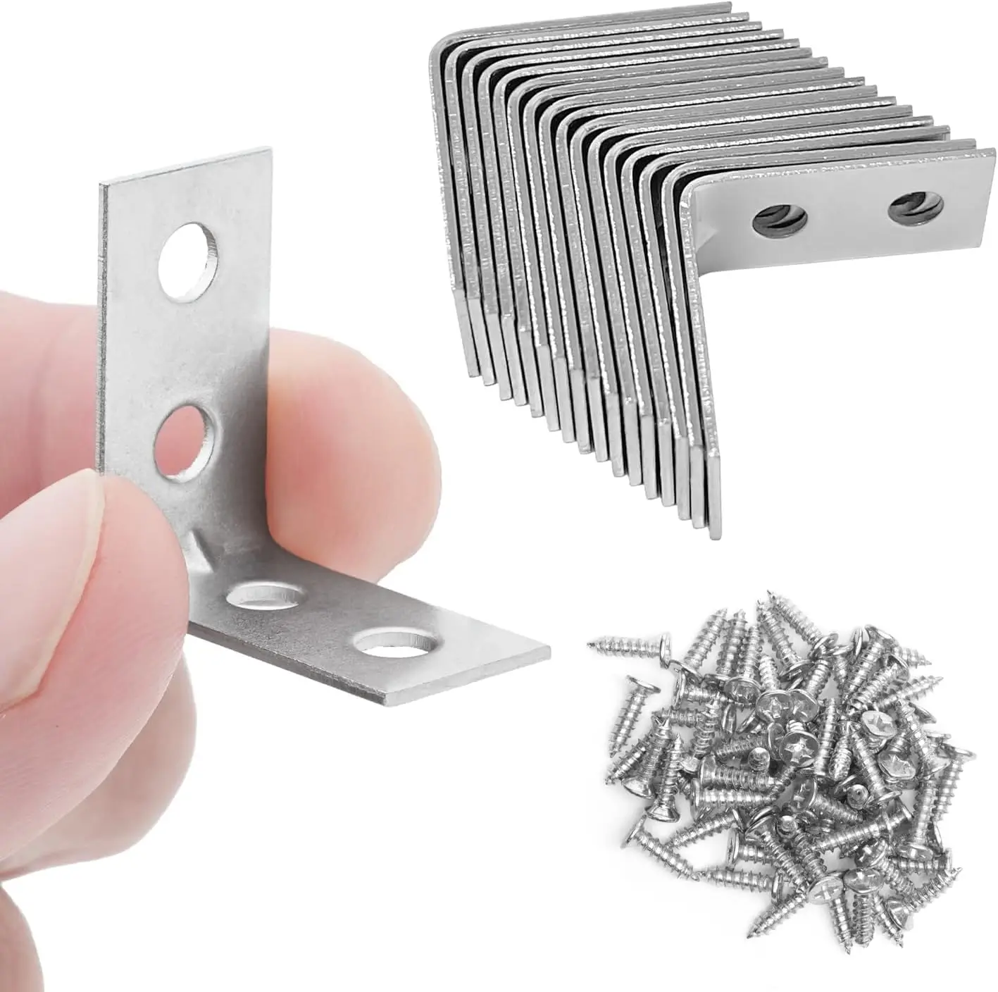 Angle Brackets for Wood Corner Bracket Galvanised L Shaped Brackets Small Shelves, Windows, and Cabinets | 25mm x 25mm 16 Pcs