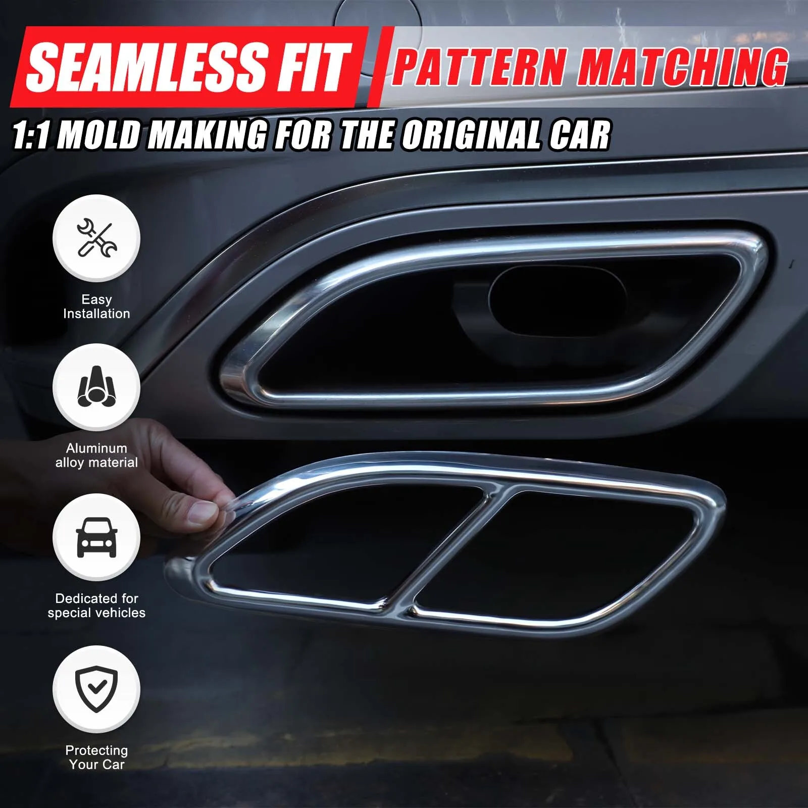 

2PCS Stainless Steel Car Exhaust Tailpipe Decorative Cover For Jaguar XFL F-PACE 2021-2024 Four Outlet Tailpipe Trim Accessories