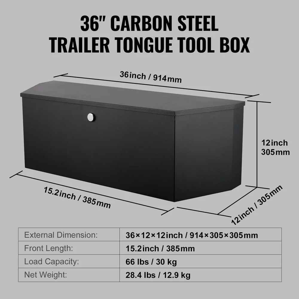 Weather Resistant Trailer Tongue Tool Box Carbon Steel Durable Secure Storage Compact Tool Organizer RV Outdoor Equipment 110