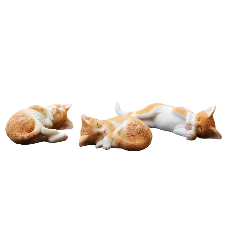 Sleeping position resin simulation kitten model  resin ornament cute car jewelry gift