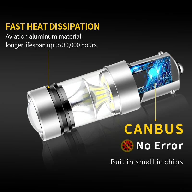 2 Pieces 100W 1157 BAY15D brake-Backup Tail Stop bulbs 1156 ba15s P21W 7506 T20 7440 7443 car turn signal reverse day Light moto