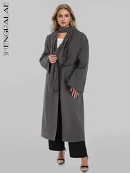 SHENGPALAE Fashion Women's Blazer With Scarf Autumn 2024 New Spliced Decorate Back Split Loose Suit Jackets  Female Coat CPDB005