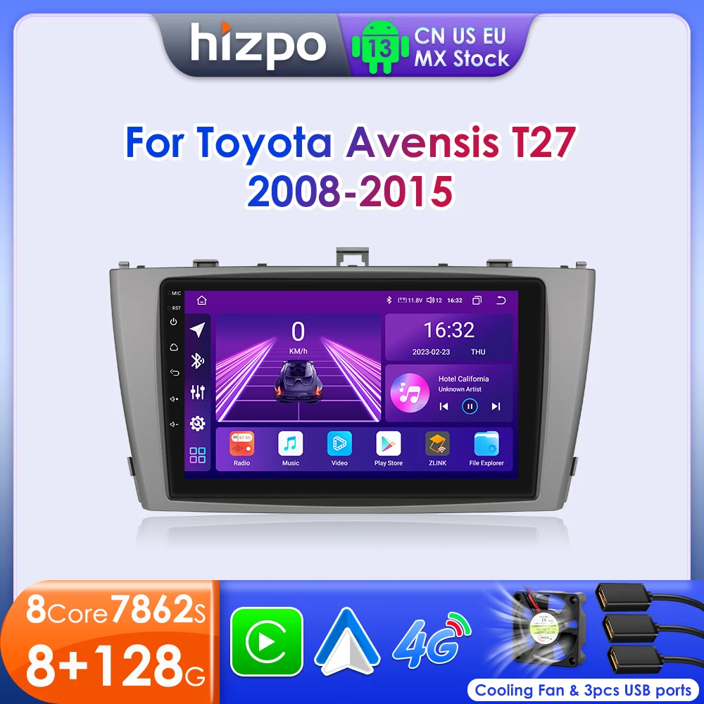 Hizpo Car Radio for Toyota Avensis T27 2008-2015 GPS Car Intelligent Systems Smart Autoradio Wireless CarPlay Android Auto 7862