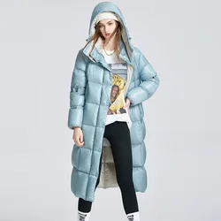 Women's Down Jacket Winter Coat Female Windproof Thickened Warm Hooded Outerwears Color Clash Casual High Street Puffer Coats