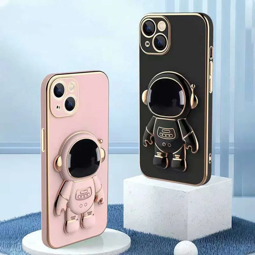 Phone Stand 6D Plating Astronaut Hidden Stand for IPhone Universal 6D Astronaut Foldable Phone Mount Finger Phone Holder Bracket