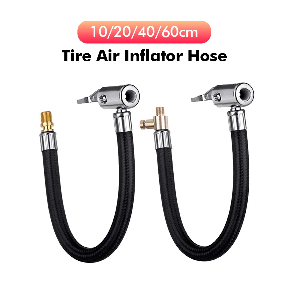 10 20 40 60cm Car Tire Inflator Hose Tyre Hose Portable Air Compressor Pipe Rubber Air Rubber Hose for Car Motorbike Accessories