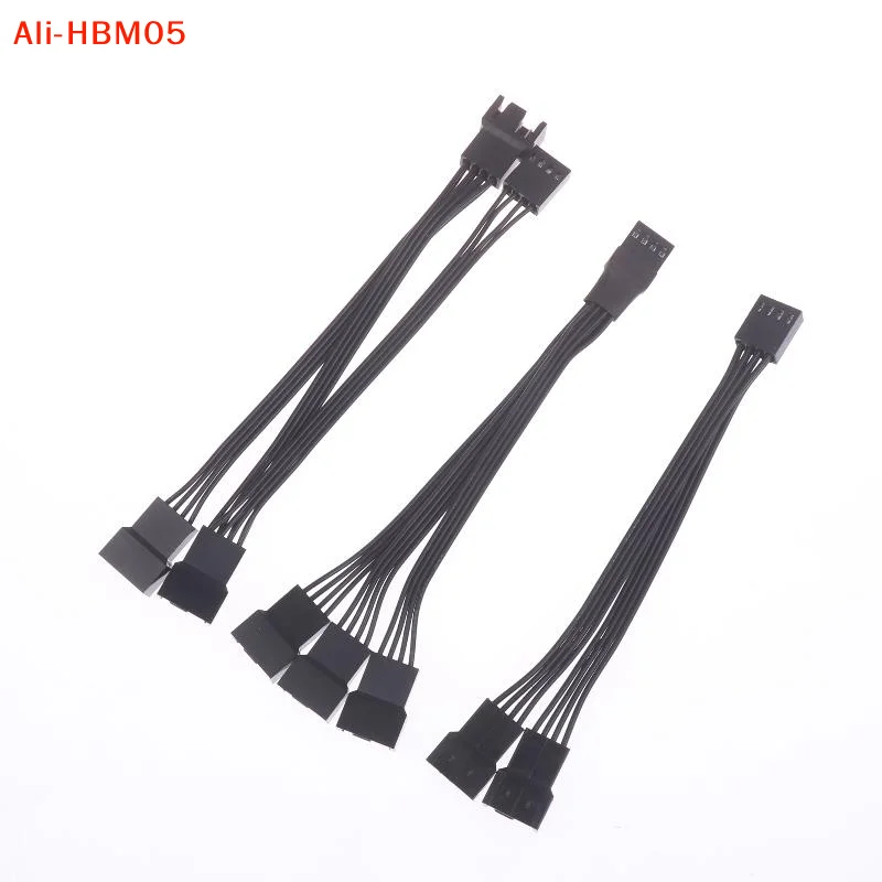 (HB05)4Pin PWM Fan Cable 1 To 2/3 Ways Splitter Black Sleeved Extension Cable Connector Pwm Extension Cables