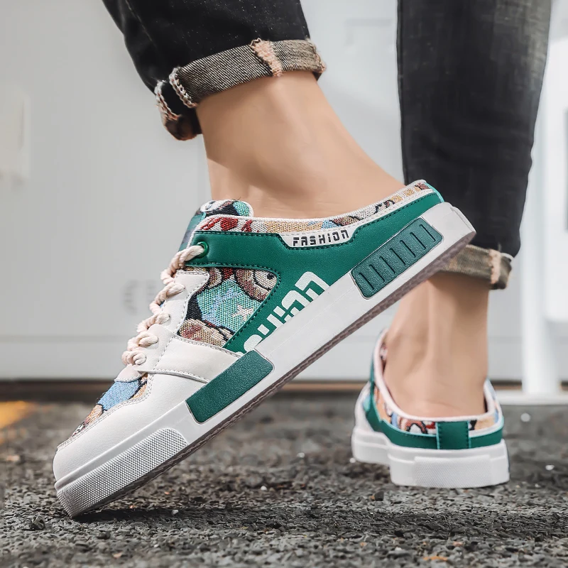 شباشب شبه صيفية مثيرة للرجال مزيل عرق شبكي مجوف موضة شعبية أحذية غير رسمية للخروج موضة مبركن برباط مقاس 47 #2