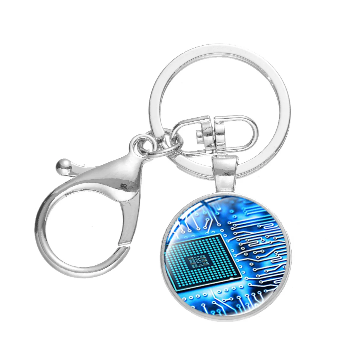 keychain circuit Board Double Side Glass Keychain Creative Men Car Key Chain Ring Geek Gift