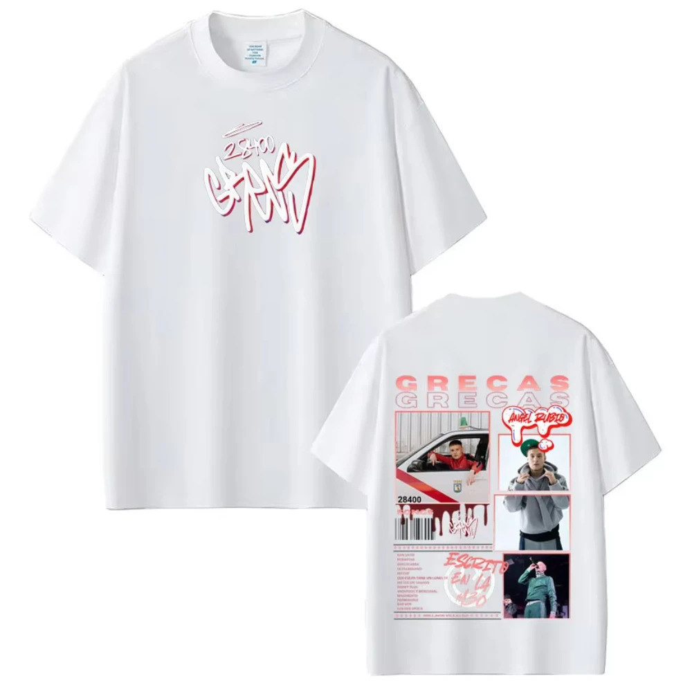 Rapper Grecas Tour 2026 Album-Print T-Shirt für Herren und Damen, Modisches Oversize-T-Shirt, Lässiges Kurzarm-Baumwoll-Shirt, Streetwear – Detail 6