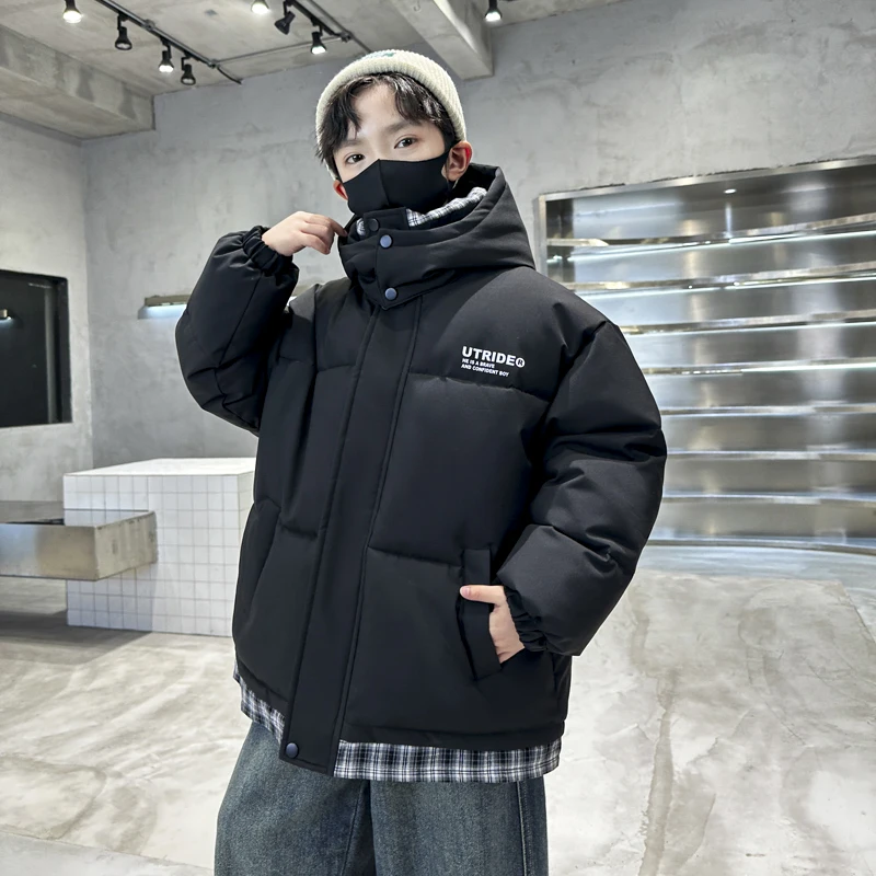 سترة بسيطة وسميكة مبطنة بالقطن دافئة جديدة عالية الجودة للأولاد من عمر 4 إلى 15 عامًا #5