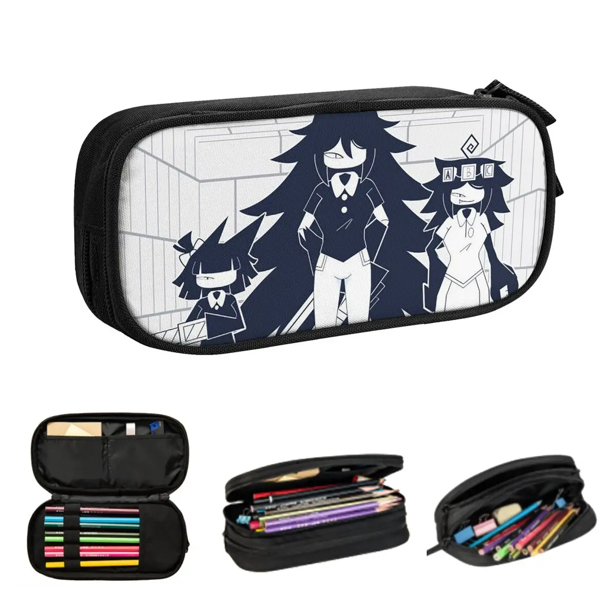 FPE Miss Circle Doodle Cartoon Game Pencil Cases for Student Gifts Pen Box Pencil Bag Large Storage Pencil Pouch