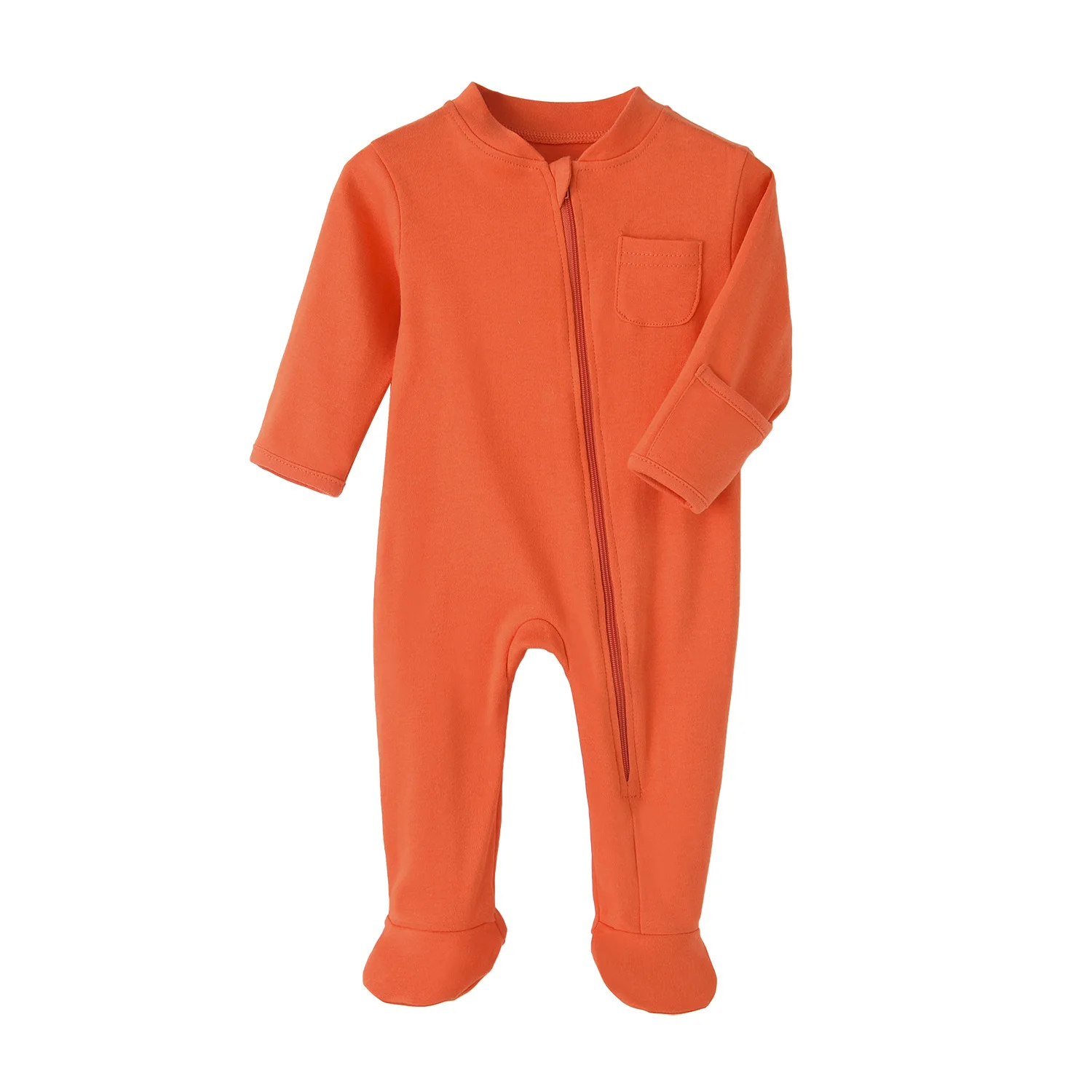 Baby Jumpsuit Spring and Autumn Zipper Foot Newborn Baby Jumpsuit Infant Clothing Romper Solid Color 100 Cotton Long Sleeve