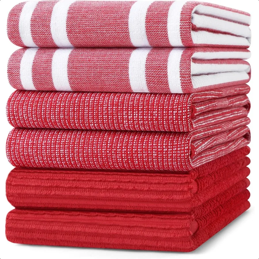 

Premium Kitchen Towels 18x 28 6 Pack Large Cotton 380 GSM Kitchen Hand Towels Soft and Absorbent Terry Dish Towels Multipurpose