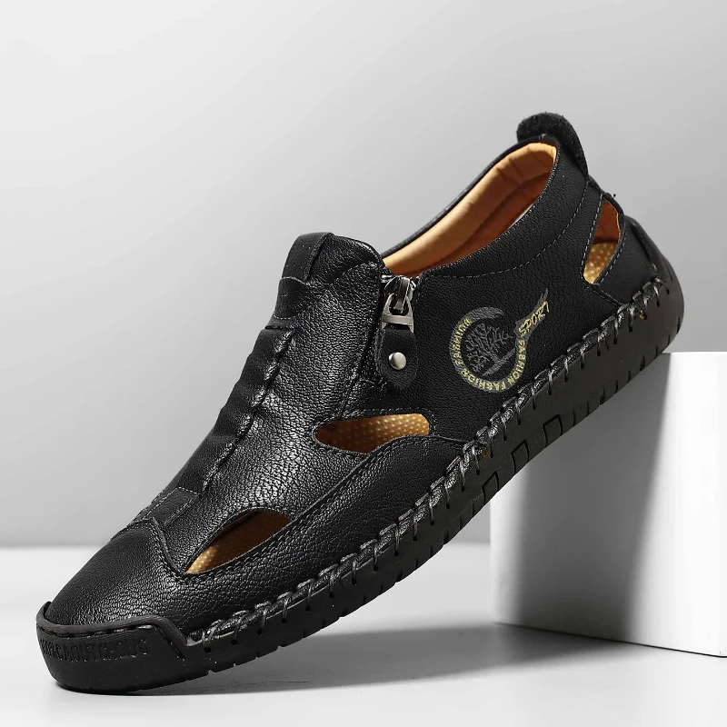 

Новая мужская обувь, летние кожаные сандалии, удобная повседневная обувь, дышащая мягкая пляжная обувь