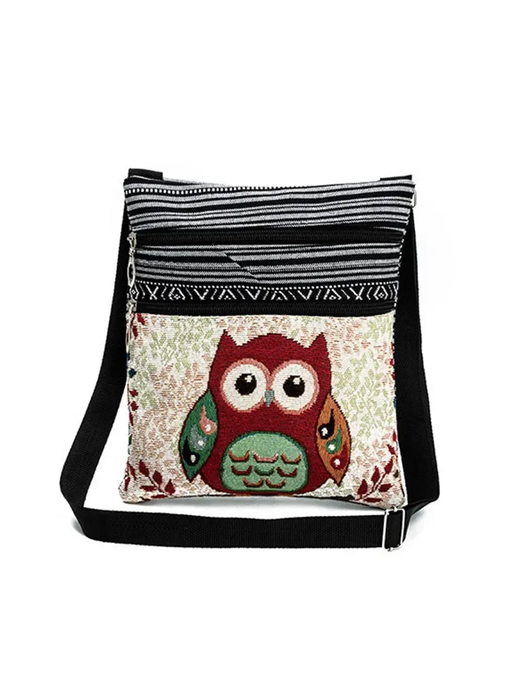 2024 Fashion Trend Owl Pattern Woven Embroidery Crossbody Ethnic Ladies Shoulder Bag For Women