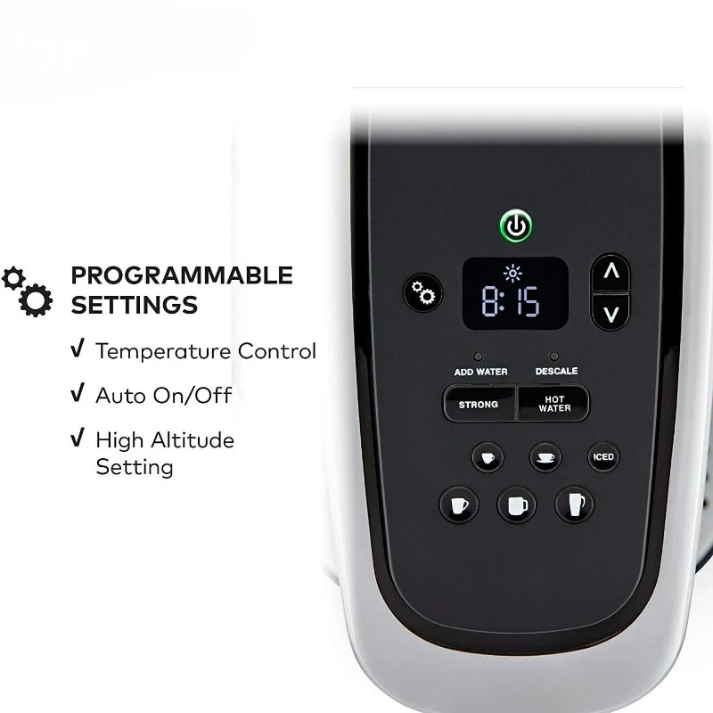 جهاز تحضير القهوة بعلبة واحدة ، قدرة القهوة المثلجة ، الفضة المصقولة بالإضافة إلى فلتر إضافي ، 75 أونصة