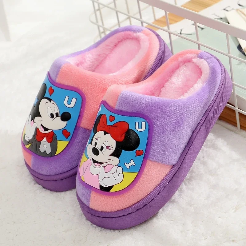 Disney Fall/Winter Children\'s Cotton Slippers Cartoon Boy/Girl Home slippers Cartoon baby indoor cotton slippers