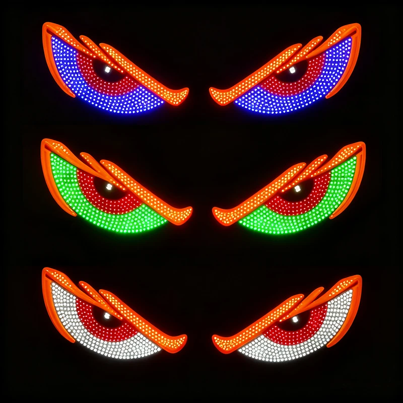 

Автомобильный глаз дьявола, автомобильные фонари, мигающие огни, заднее окно автомобиля, наклейки на автомобиль, светодиодные динамические смайлики, световые панели